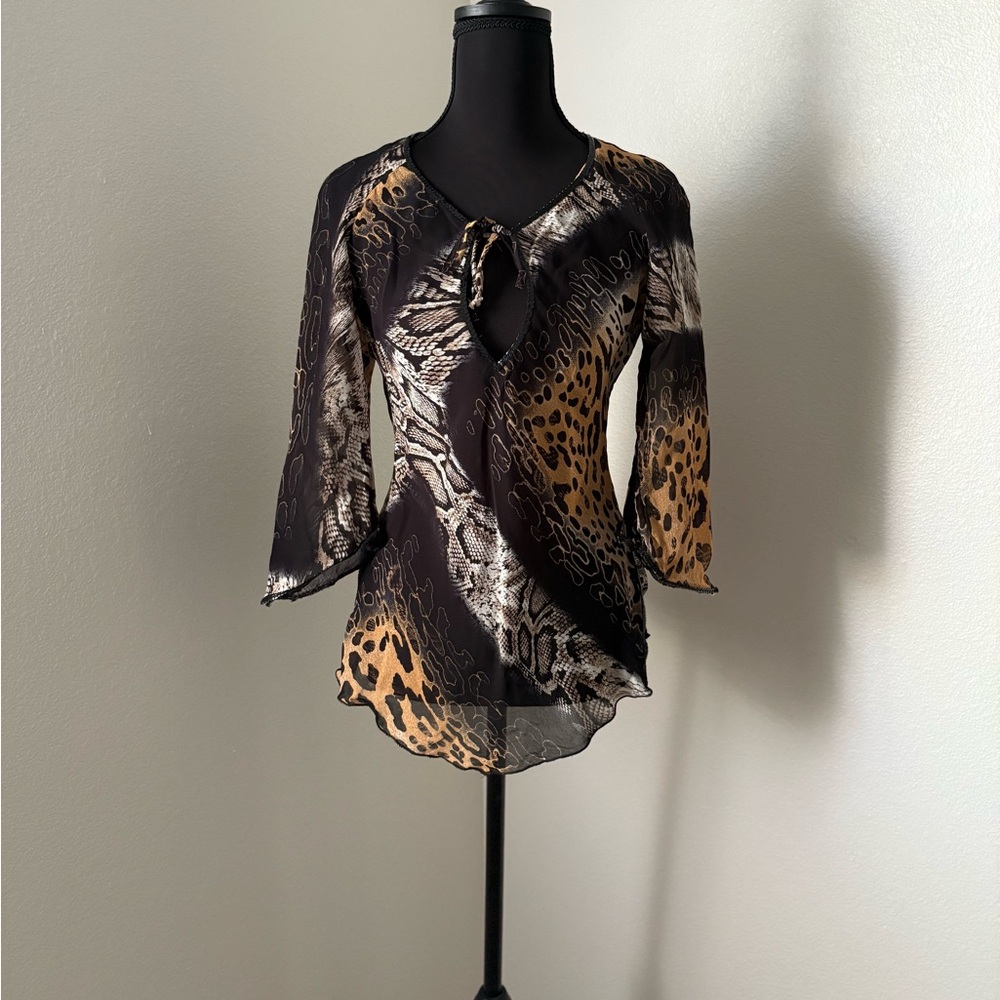 Sotto Marino Sheer Animal Print Blouse- Size S